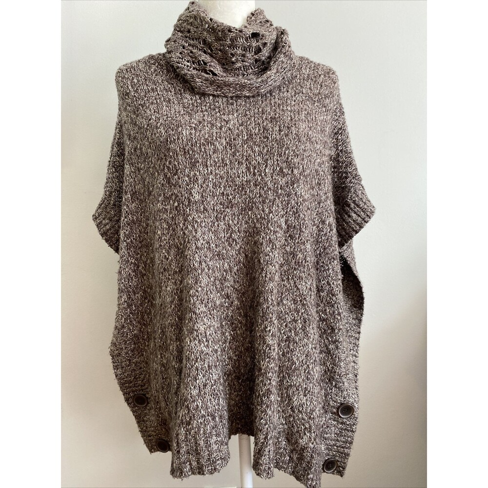 Women Shrug Maurices XS S Brown Sweater Vest Cowl Neck Cotton Blend Buttons